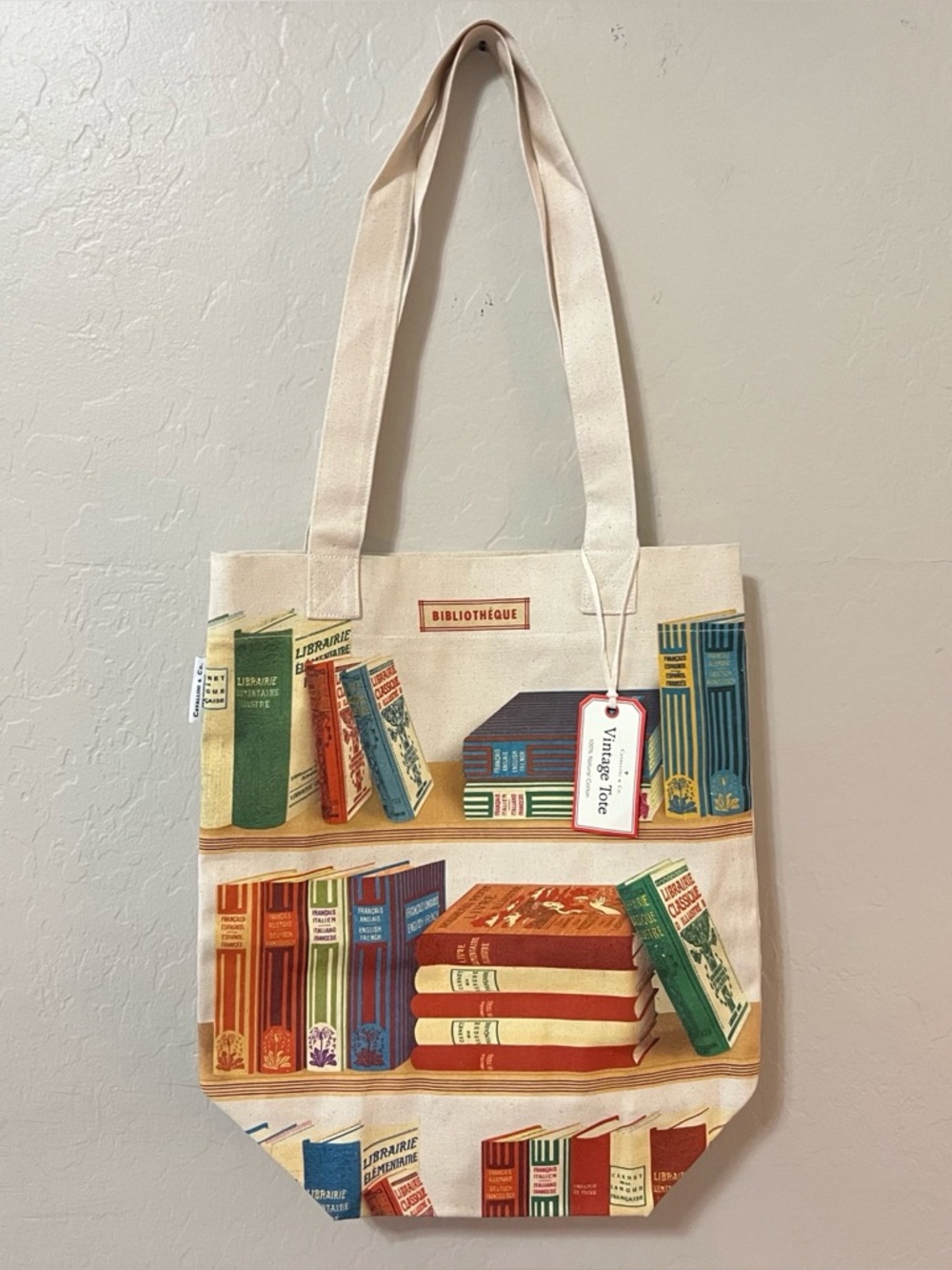 Cavallini Papers & Co Canvas Library Books Vintage Tote Bag
